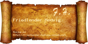 Friedlender Hedvig névjegykártya